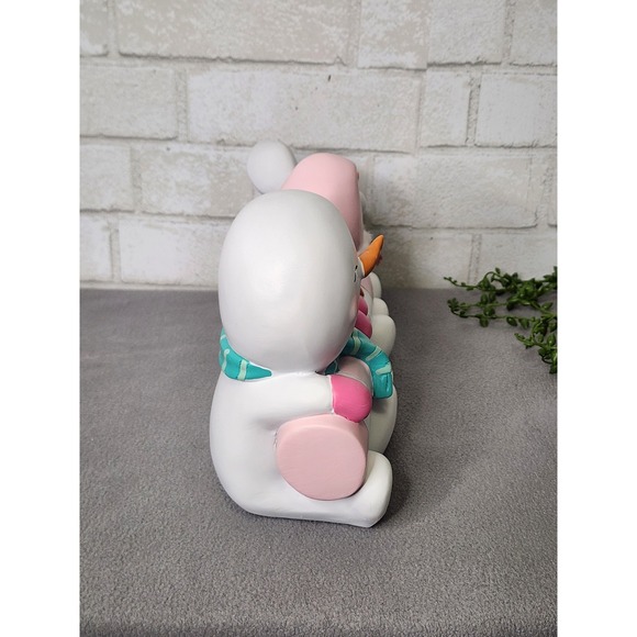 Snowmen With Pink Candy Cane Figure Snowman Resin Christmas Decor 14.5" NEW - Picture 9 of 10